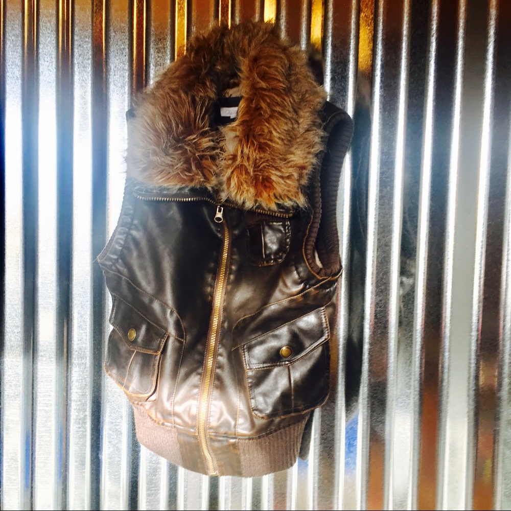 Faux Fur Brown Bomber Vest